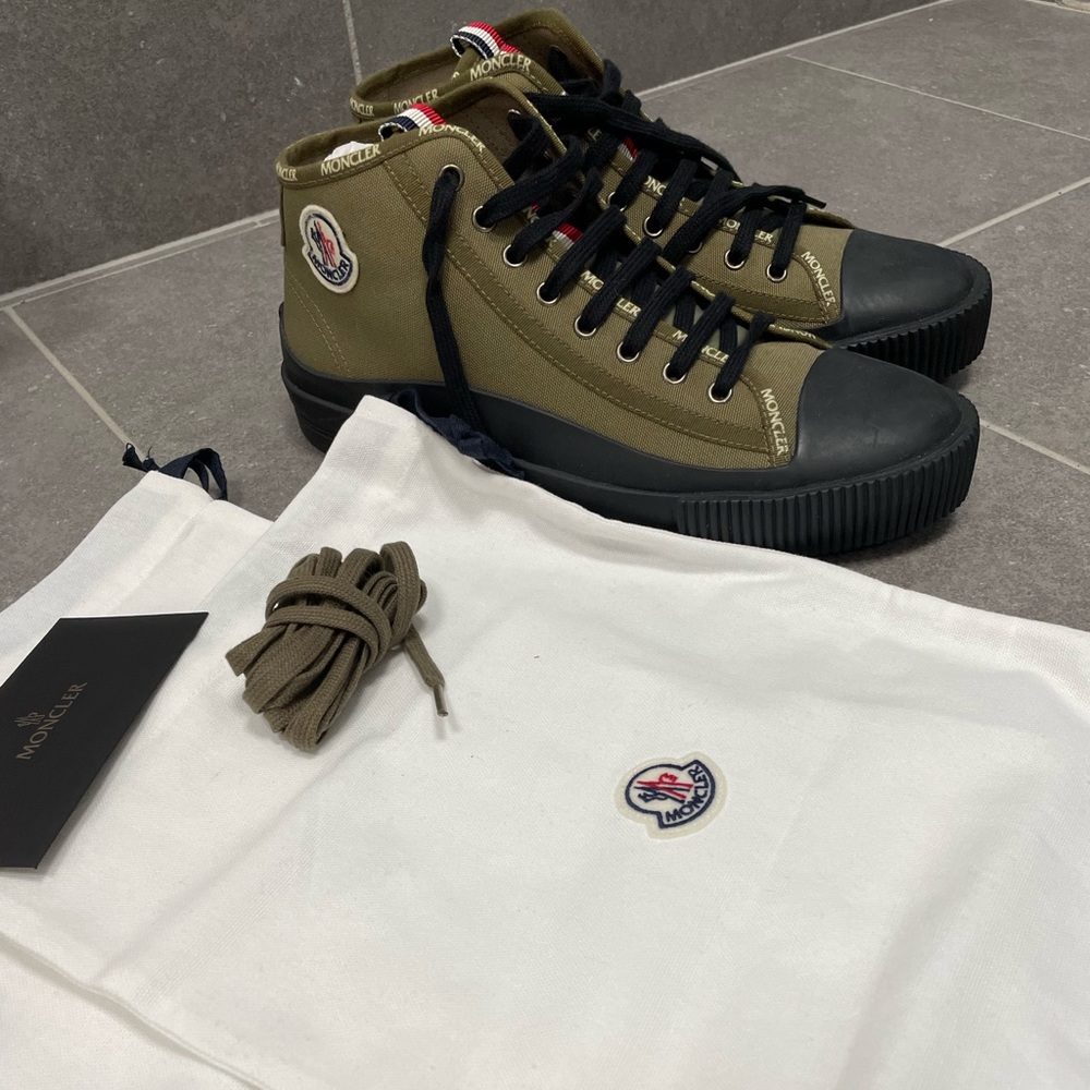 Moncler Lissex High Top Canvas Sneaker Army Green - MEN’S - Picture 3 of 15